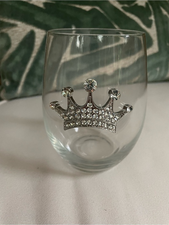 Other - The Queens Jewels Tiara Jeweled Stemless Wine Glass Rhinestone Crown USA NWOB